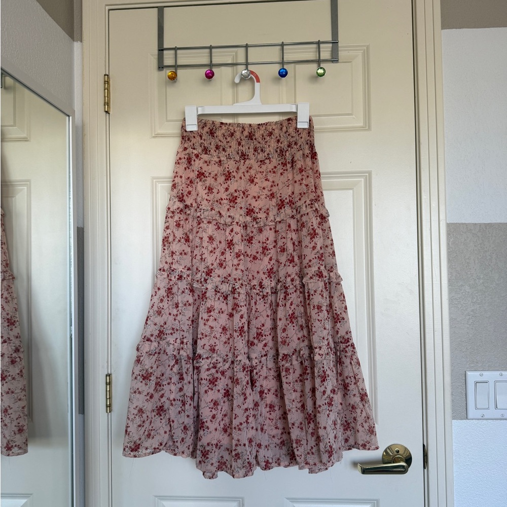 Altar'd State Dusty Rose Floral Maxi Skirt